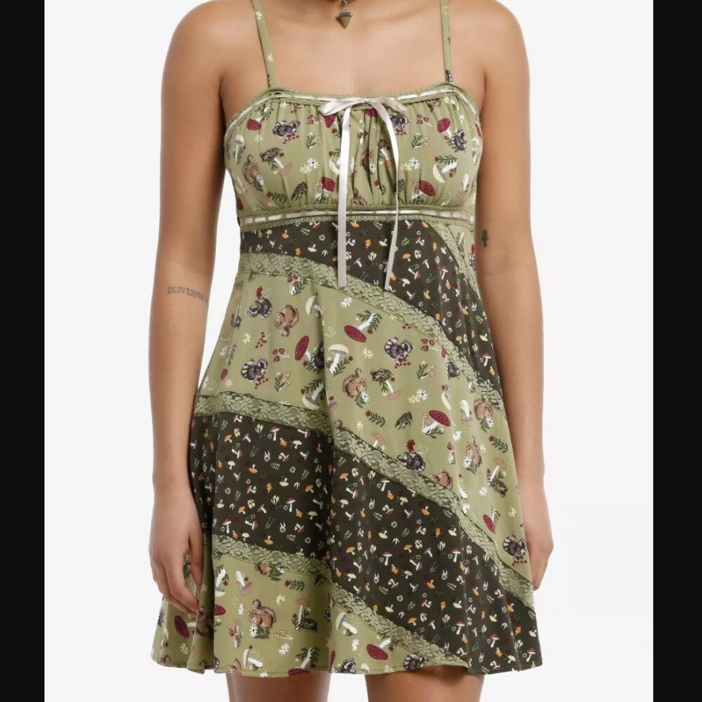 Woodland Floral Split Pattern Cami Dress